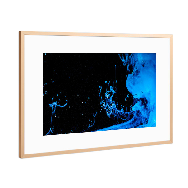 Poster mit Rahmen Kupfer "September Farben im Wasser" artboxONE - Abstrakt - Tinte,Blau,Wasser,Wasserfarbe