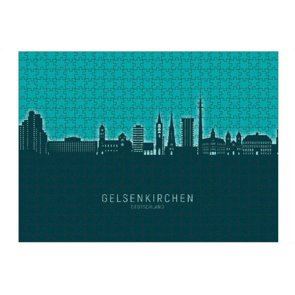 artboxONE Puzzle "Gelsenkirchen Skyline Glow Teal" artboxONE - Städte