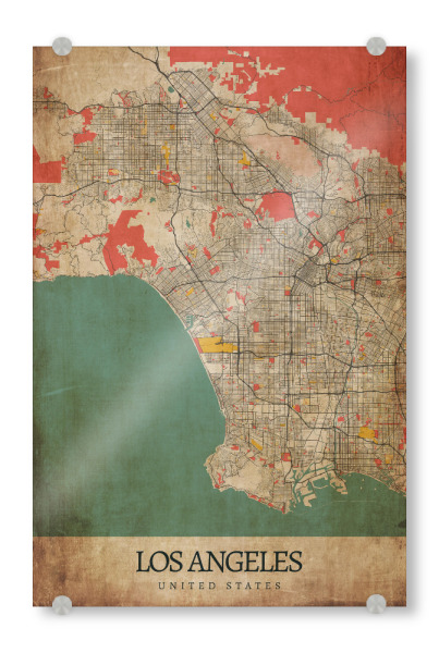 Acrylglasbild "Vintage LA City Map" artboxONE - Städte / Los Angeles,Kartografie