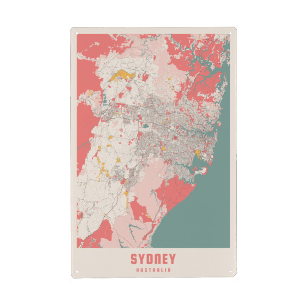 Holzbild "Stadtplan Sydney Australien" artboxONE - Städte / Sydney,Kartografie