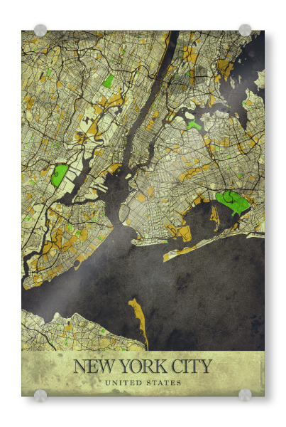 Acrylglasbild "New York City Vintage Map" artboxONE - Städte / New York,Kartografie
