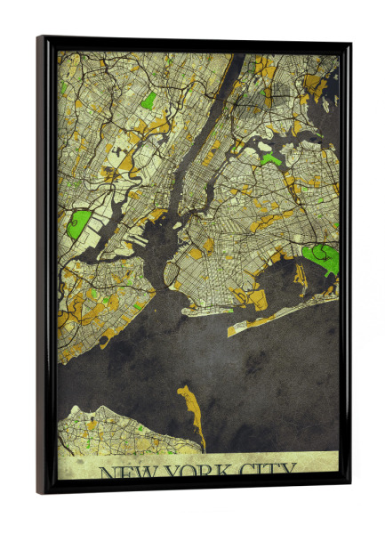 Poster mit schwarzem Rahmen "New York City Vintage Map" artboxONE - Städte / New York,Kartografie