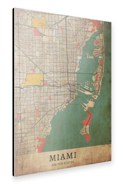 Alu-Dibond "Vintage Miami City" 30x20 cm artboxONE