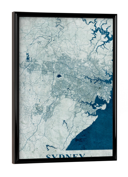 Poster mit schwarzem Rahmen "Sydney Vintage Stadtplan" artboxONE - Städte / Sydney,Kartografie