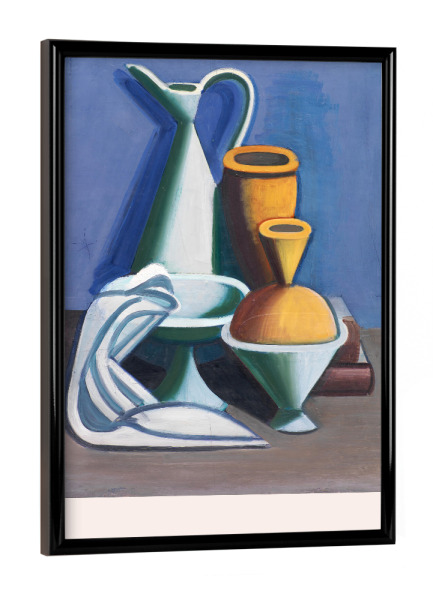 Poster mit schwarzem Rahmen "Vilhelm Lundstrøm-Krug und Orange" artboxONE - Typografie,Essen & Trinken