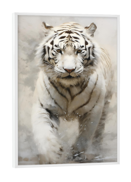 Poster mit weißem Rahmen "Weißer Bengalischer Tiger" artboxONE - Natur,Tiere
