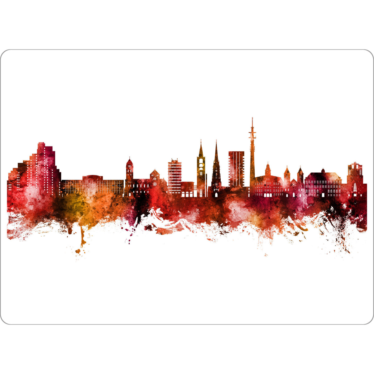 Tischset "Gelsenkirchen Skyline Rot" artboxONE - Städte - Gelsenkirchen,Deutschland,Deutschland,Skyline,Stadtbild,Stadtbild,Aquarell,Malerei