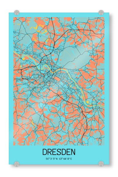 Acrylglasbild "City Map von Dresden" artboxONE - Städte / Dresden,Kartografie
