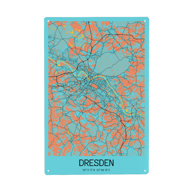 Holzbild "City Map von Dresden" artboxONE - Städte / Dresden,Kartografie