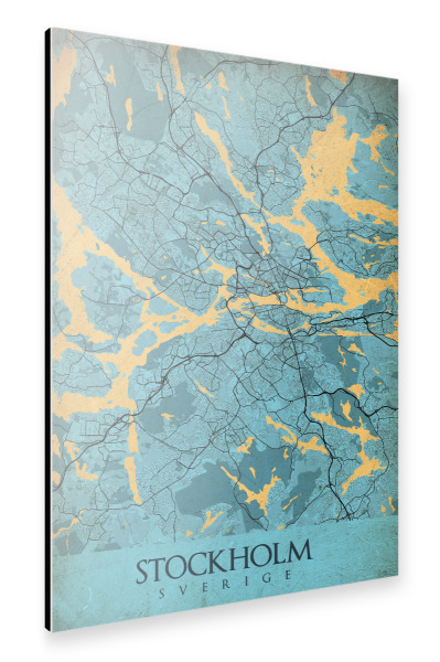 Alu-Dibond "Vintage CityMap Stockholm" 30x20 cm artboxONE