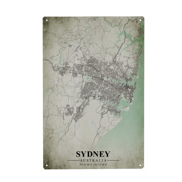Holzbild "Sydney Vintage CityMap" artboxONE - Städte / Sydney,Kartografie