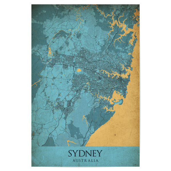 Poster "Vintage Sydney Wandbild" artboxONE - Städte / Sydney,Kartografie