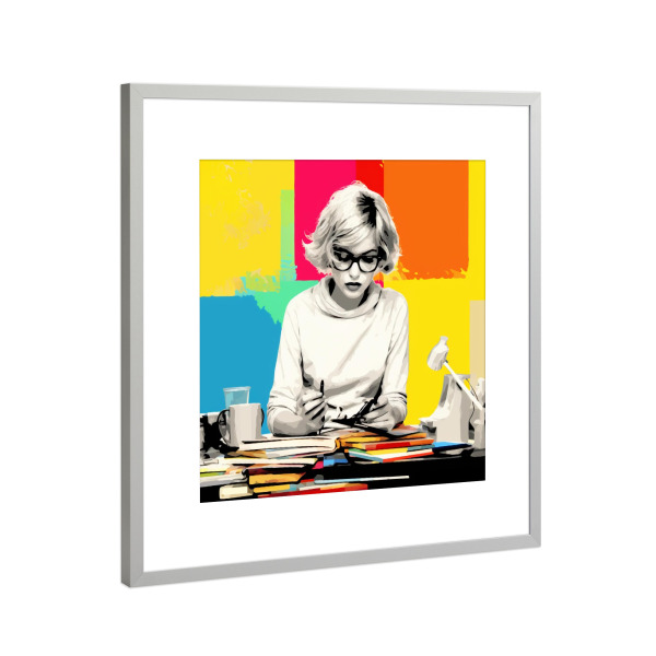 Poster mit Rahmen Silber "BÜROZEIT" artboxONE - Fashion,Buchstaben / H,Für Mama - Büro,Hausaufgaben,Popart,Poptonicart,Kunst,Künstlerisch