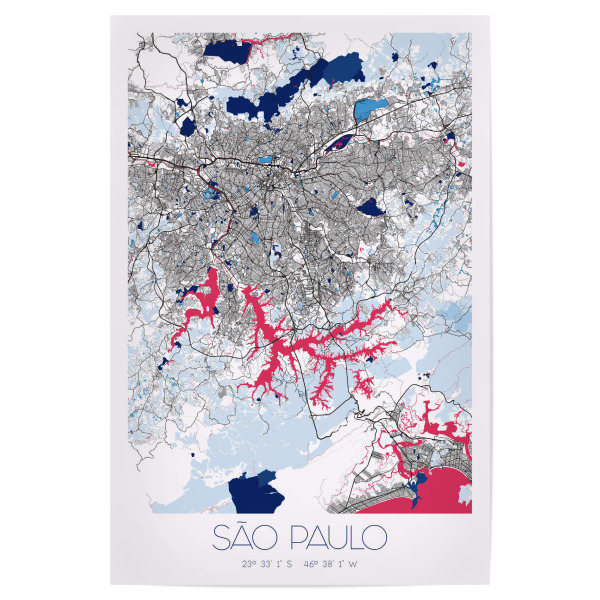 Poster 30x20 cm "City Map São Paulo" artboxONE - Städte / Weitere,Kartografie