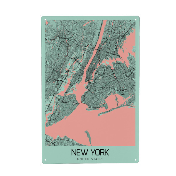 Metall Poster "Map New York City" artboxONE - Städte / New York,Kartografie