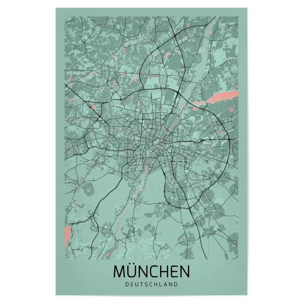 Poster "München Stadt Map" artboxONE - Städte / München,Kartografie