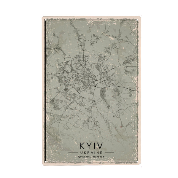 Metall Poster "Vintage City Kiew Map" artboxONE - Städte / Weitere,Kartografie