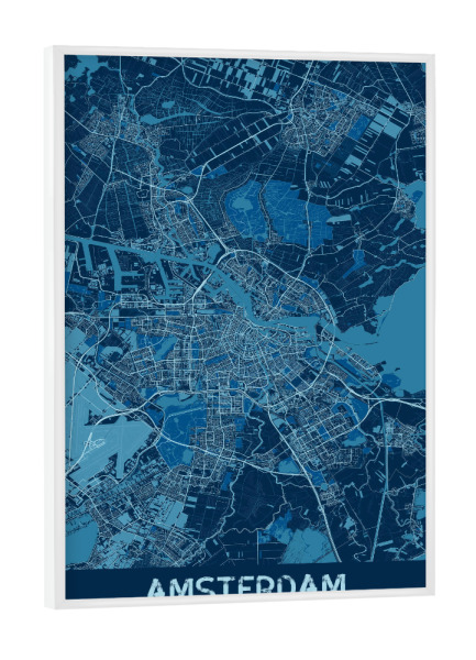 Poster mit weißem Rahmen "Map von Amsterdam" artboxONE - Städte / Amsterdam,Kartografie