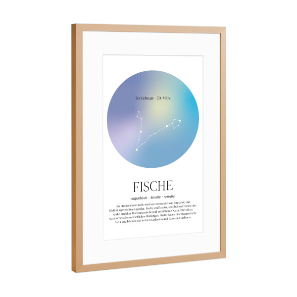 Poster mit Rahmen Kupfer "Sternbild Sternzeichen Fische" artboxONE - Für Kinder,Für Mama,Für Papa,Galaxy