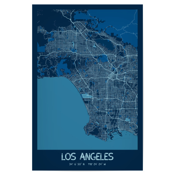 Poster "City Map von LA" artboxONE - Städte / Los Angeles,Kartografie