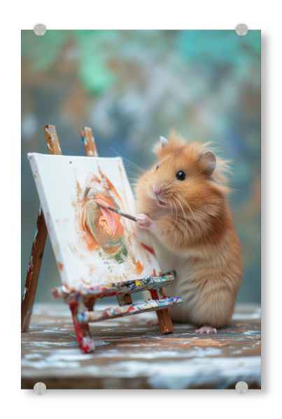 Acrylglasbild "Hamstermaler" artboxONE - Tiere,Lustig - Tier,Anthropomorphismus,Niedlich,Lustig,Maler,Malerei,Fotografie,Porträt,Beruf,Surreal