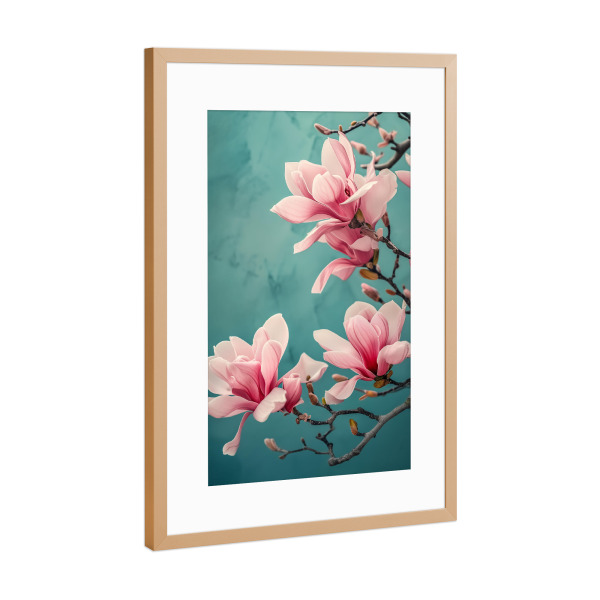 Poster mit Rahmen Kupfer "Lichtspiel-Magnolienzauber" artboxONE - Natur,Floral,Liebe