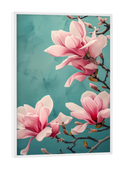 Poster mit weißem Rahmen "Lichtspiel-Magnolienzauber" artboxONE - Natur,Floral,Liebe