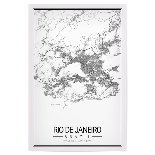 Poster "CityMap Rio de Janeiro" artboxONE - Schwarzweiß,Städte / Rio de Janeiro,Kartografie