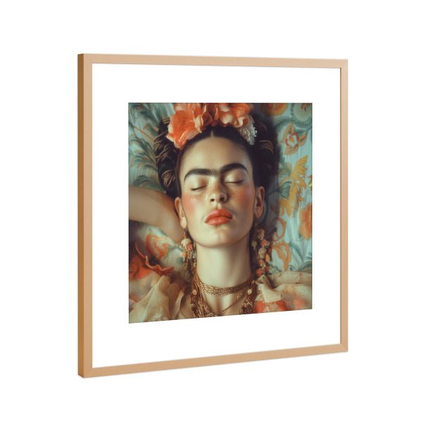 Poster mit Rahmen Kupfer "Frida Dream" artboxONE - Floral,Menschen,Fashion