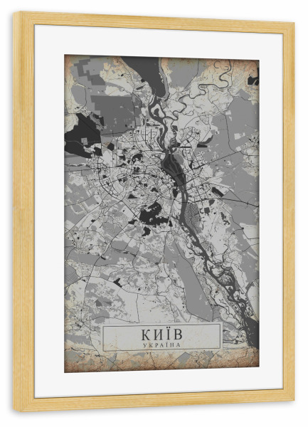 Poster mit Rahmen kiefer "Vintage Kiew Ukraine" artboxONE - Städte / Weitere,Kartografie