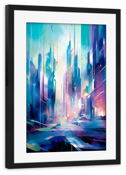 Poster mit Rahmen schwarz "Stadt von morgen" artboxONE - Städte,Abstrakt,Architektur
