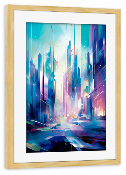 Poster mit Rahmen kiefer "Stadt von morgen" artboxONE - Städte,Abstrakt,Architektur