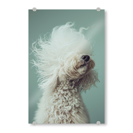 Bad hair day poodle on green