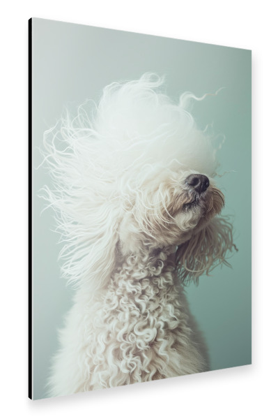 Alu-Dibond "Bad Hair Day Pudel auf Grün" 30x20 cm artboxONE