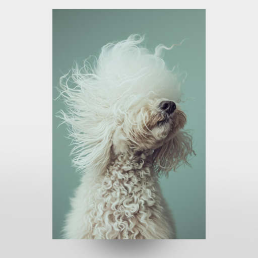 Bad hair day poodle on green