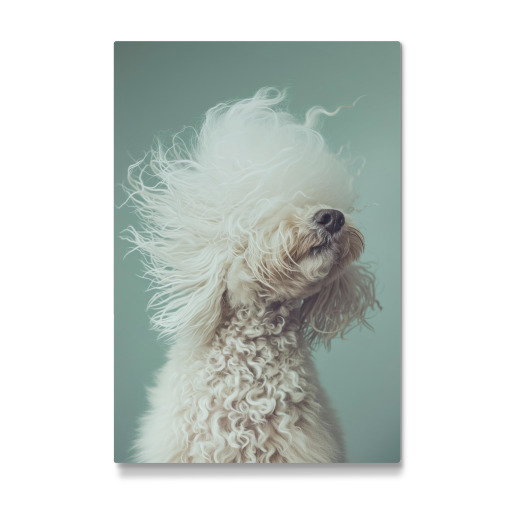 Bad hair day poodle on green
