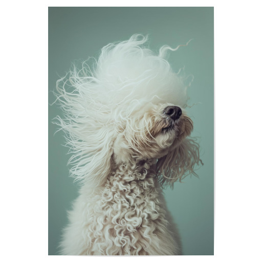 Bad hair day poodle on green Bad hair day poodle on green