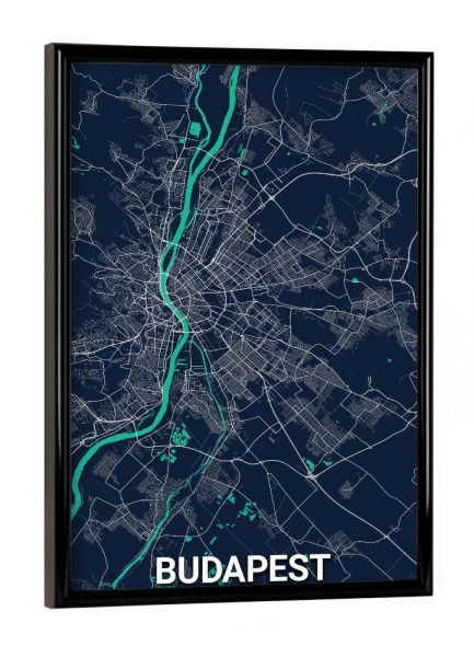 Poster mit schwarzem Rahmen "Budapest CityMap" artboxONE - Städte / Budapest,Kartografie