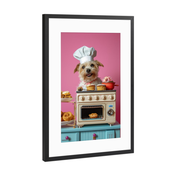 Poster mit Rahmen Schwarz (Metallic) "Muffin-Terrier" artboxONE - Tiere,Liebe