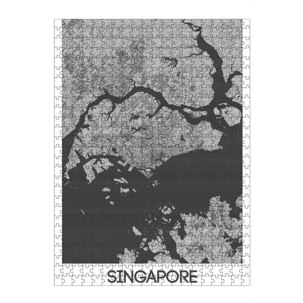 artboxONE Puzzle "Singapur Bleistift Citymap" artboxONE - Schwarzweiß,Städte / Singapur,Kartografie