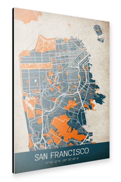 Alu-Dibond "Vintage San Francisco City" 30x20 cm artboxONE
