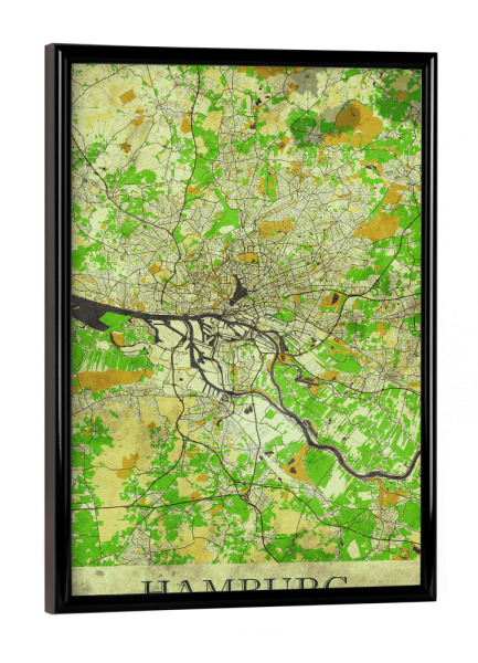 Poster mit schwarzem Rahmen "Hamburg Vintage City Map" artboxONE - Städte / Hamburg,Kartografie