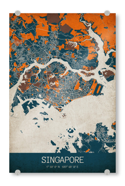 Acrylglasbild "Singapur Vintage Map" artboxONE - Städte / Singapur,Kartografie