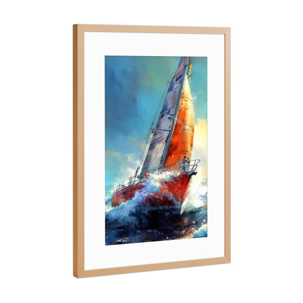 Poster mit Rahmen Kupfer "Yacht-Rennboote A" artboxONE - Sport,Sport / Sommerspiele - Yacht,Rennen,Boote,Sport,Aquarell,Malerei