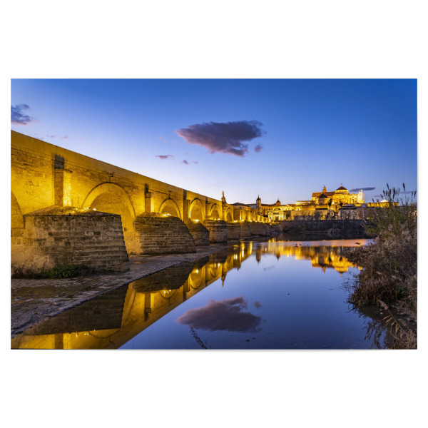 Poster "Cordoba, Andalusien" artboxONE - Reise - Abenddämmerung,Cordoba,Andalusien,Spanien,Río guadalquivir,Mezquita,Nacht