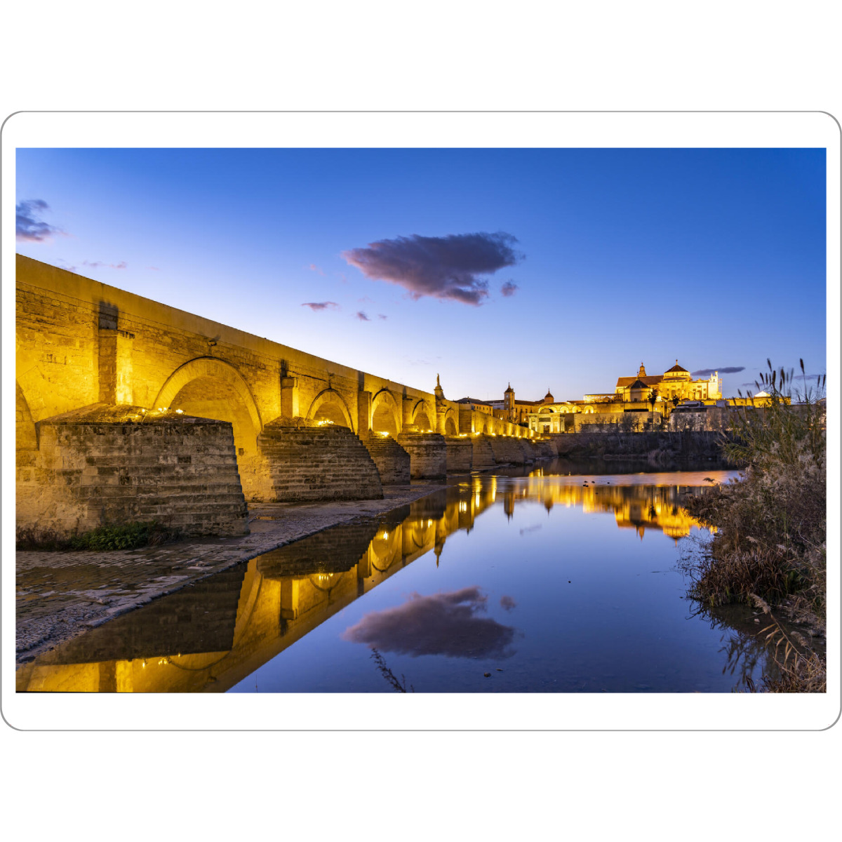 Tischset "Cordoba, Andalusien" artboxONE - Reise - Abenddämmerung,Cordoba,Andalusien,Spanien,Río guadalquivir,Mezquita,Nacht - Bild abenddämmerung