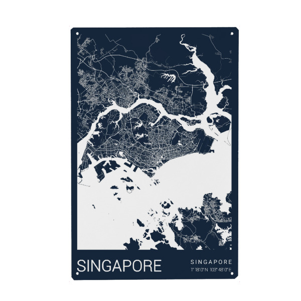 Metall Poster "Singapur City" artboxONE - Städte / Singapur,Kartografie