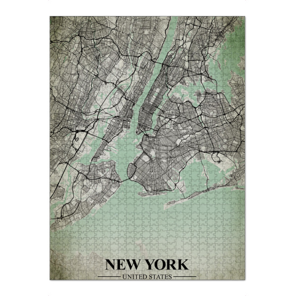 Puzzle Ravensburger "New York Vintage City Map" artboxONE - Städte / New York,Kartografie