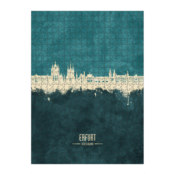 artboxONE Puzzle "Erfurt Skyline Türkis" artboxONE - Städte - Erfurt,Deutschland,Deutschland,Skyline,Stadtbild,Stadtbild,Aquarell,Malerei