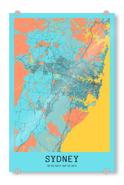 Acrylglasbild "City Map von Sydney" artboxONE - Städte / Sydney,Kartografie